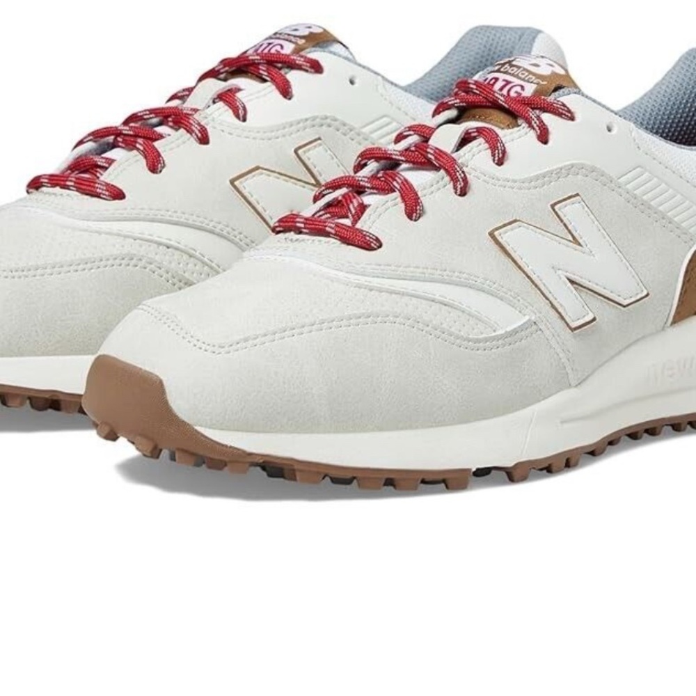 New Balance White Sneakers with Red Laces